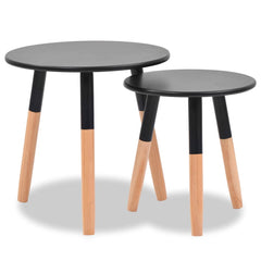 vidaXL Side Table Set 2 Pieces Solid Pinewood Black 2