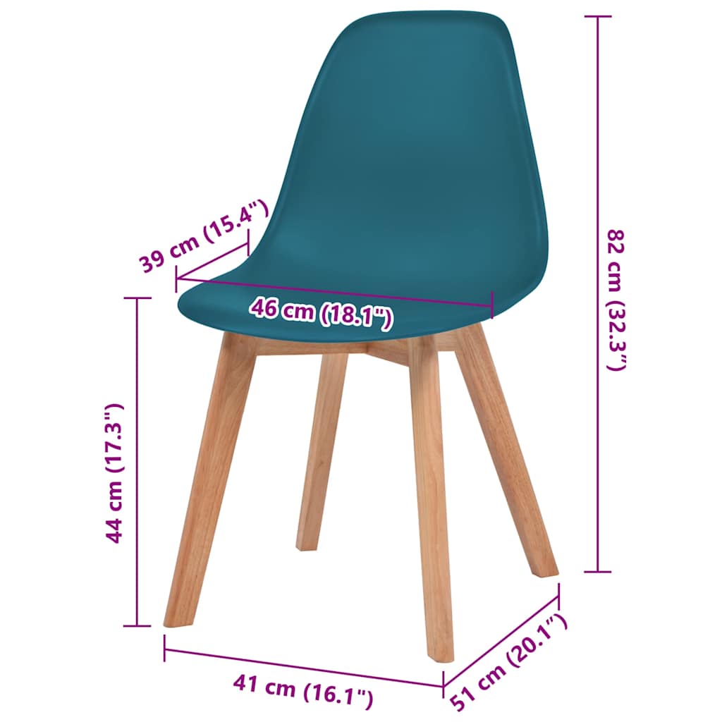 vidaXL Dining Chairs 2 pcs Turquoise Plastic 6
