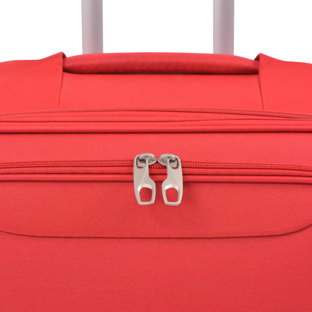 vidaXL 3 Piece Soft Case Trolley Set Red 5