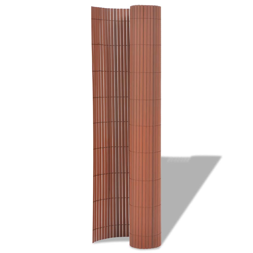 vidaXL Double-Sided Garden Fence PVC 90x500 cm Brown 2