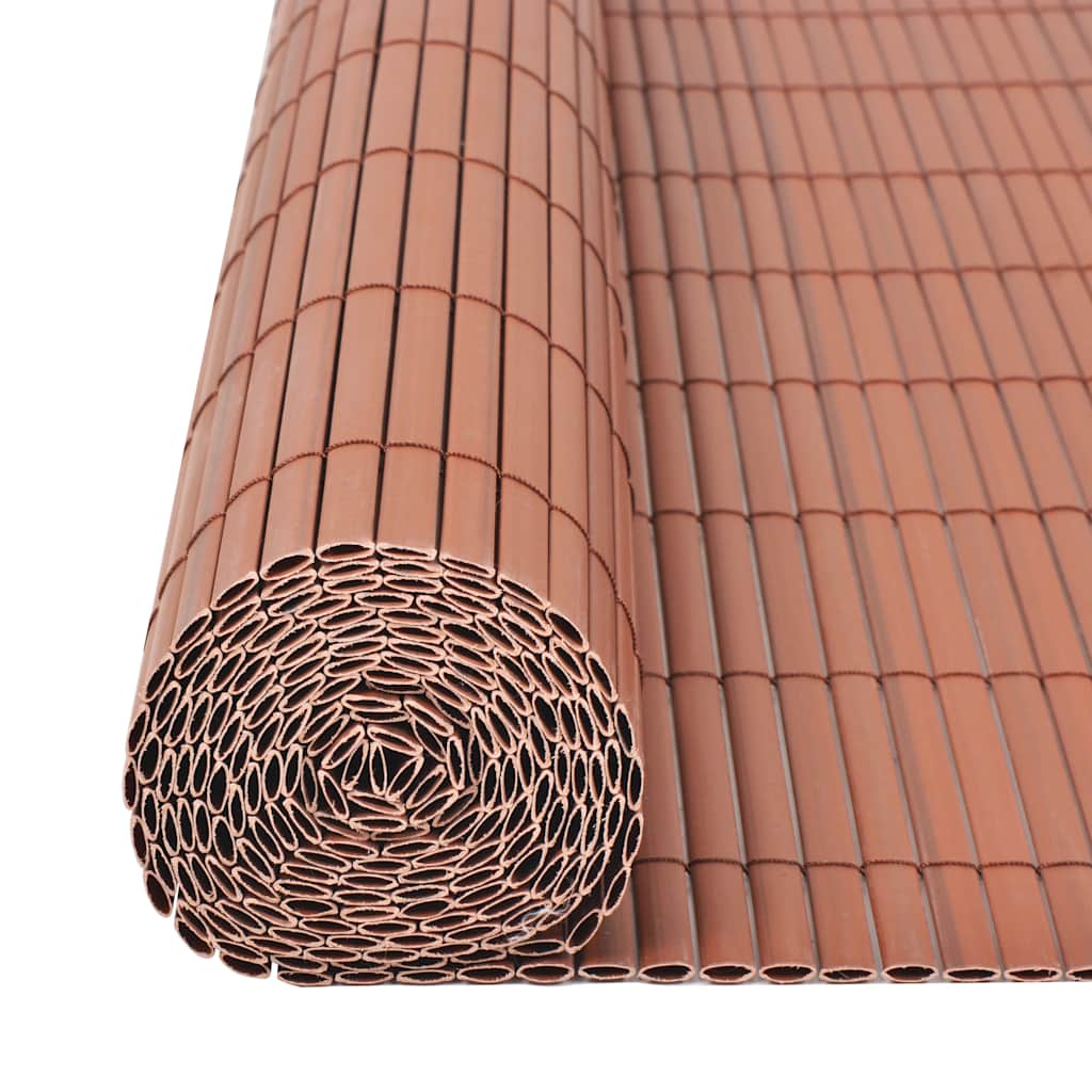 vidaXL Double-Sided Garden Fence PVC 90x500 cm Brown 5