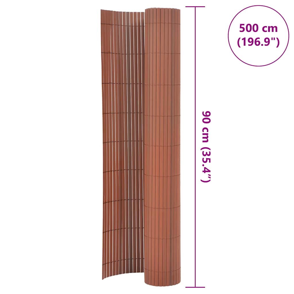 vidaXL Double-Sided Garden Fence PVC 90x500 cm Brown 6
