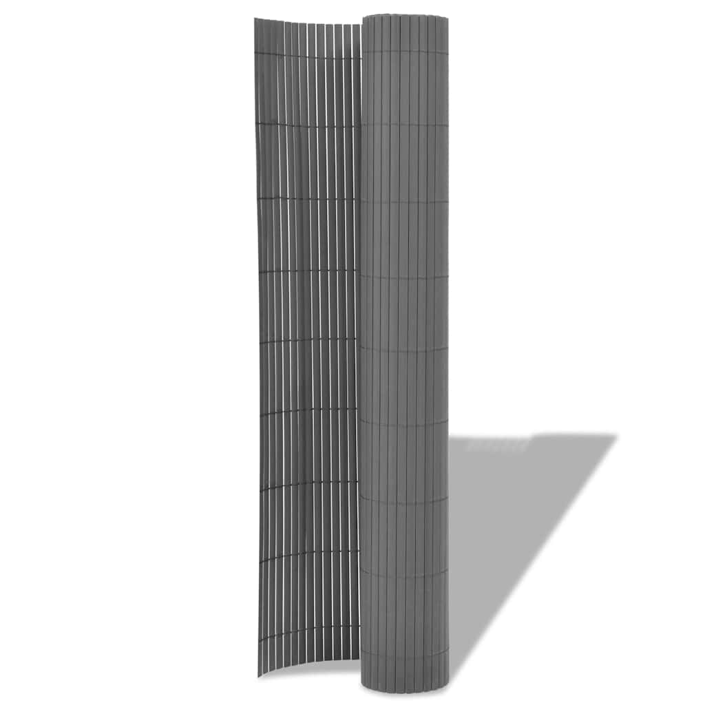 vidaXL Double-Sided Garden Fence PVC 90x500 cm Grey 2