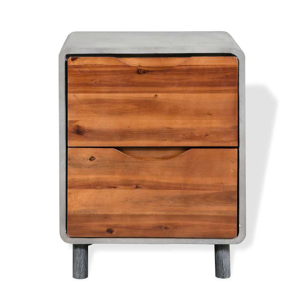 244994 vidaXL Nightstand Concrete Solid Acacia Wood 40x30x50 cm 3
