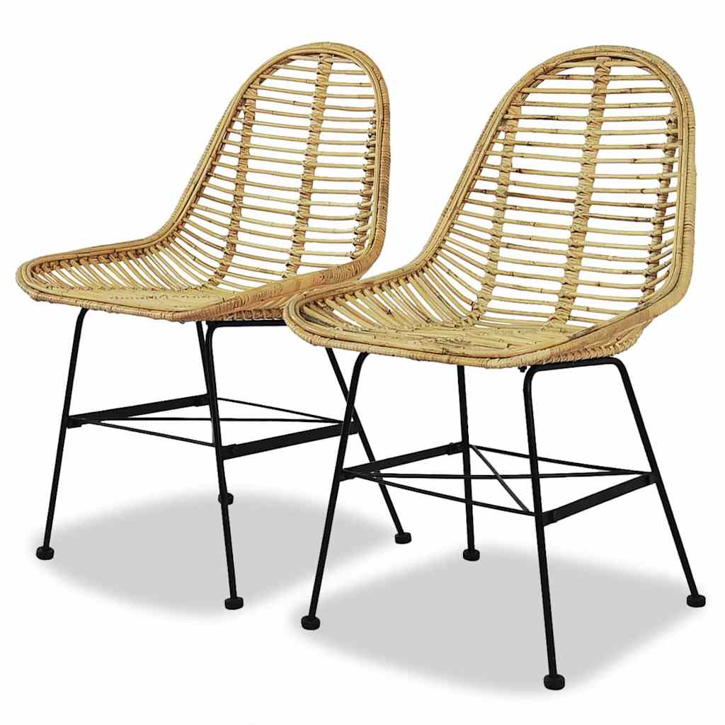 vidaXL Dining Chairs 2 pcs Natural Rattan 1