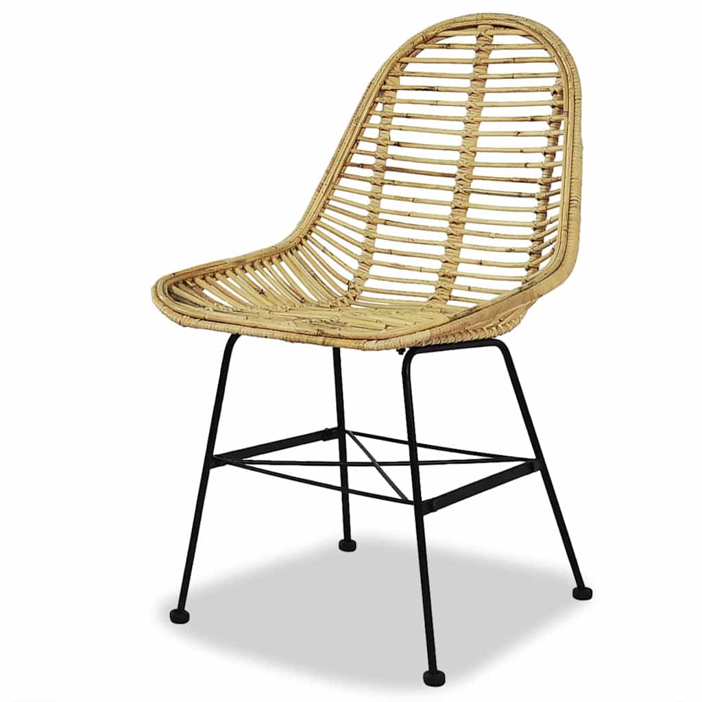 vidaXL Dining Chairs 2 pcs Natural Rattan 3
