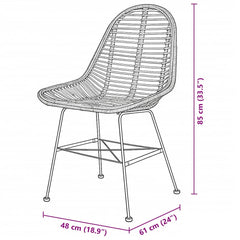 vidaXL Dining Chairs 4 pcs Natural Rattan 5
