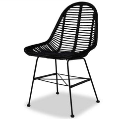 vidaXL Dining Chairs 4 pcs Black Natural Rattan 3
