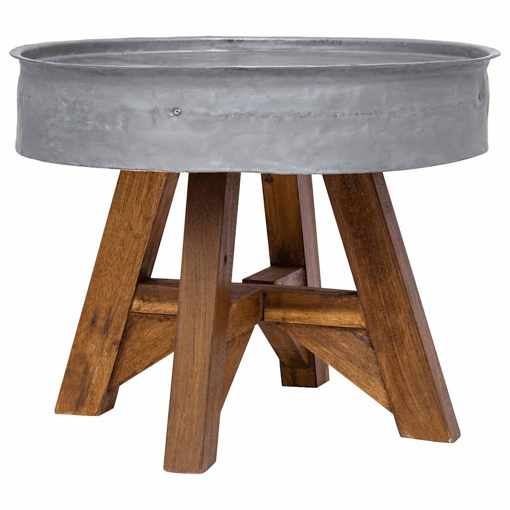 244511 vidaXL Coffee Table Mixed Recycled Wood 60x45 cm Silver 1