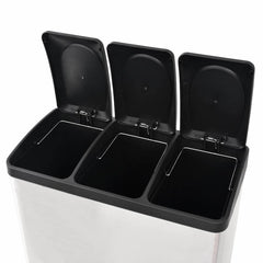 Recycling Pedal Bin Garbage Trash Bin Stainless Steel 36 L 3 x 18 l