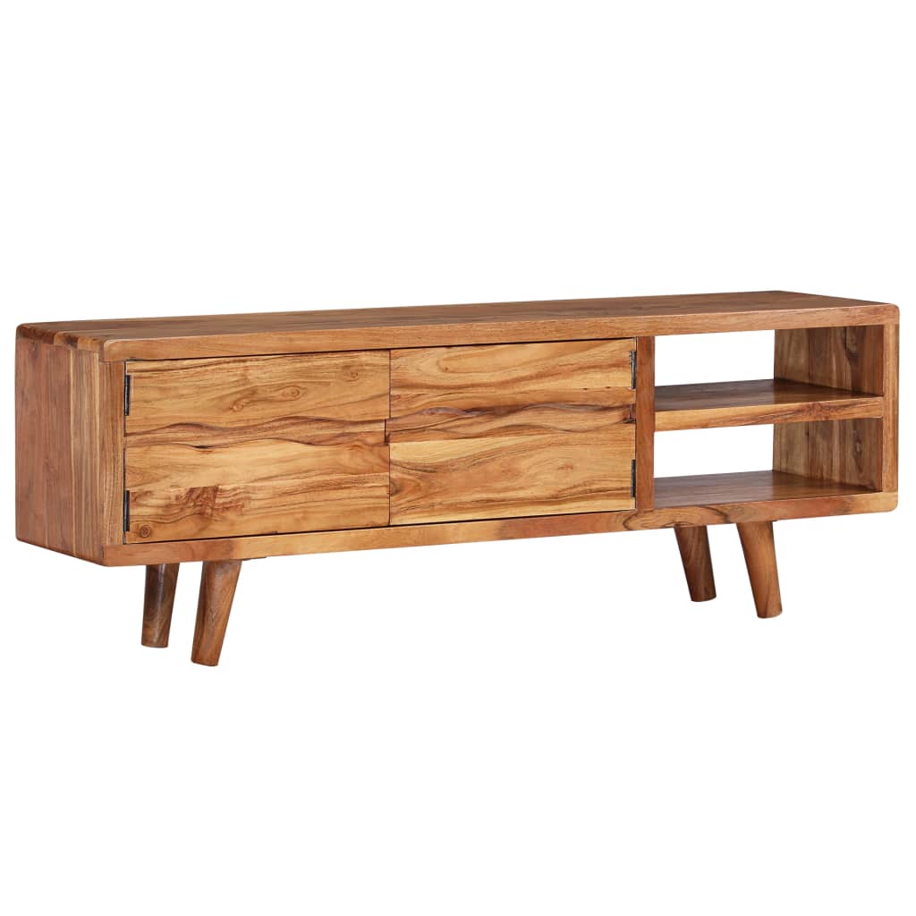 TV Cabinet with Shelf Brown Solid Acacia Wood 117 x 30 x 40 cm