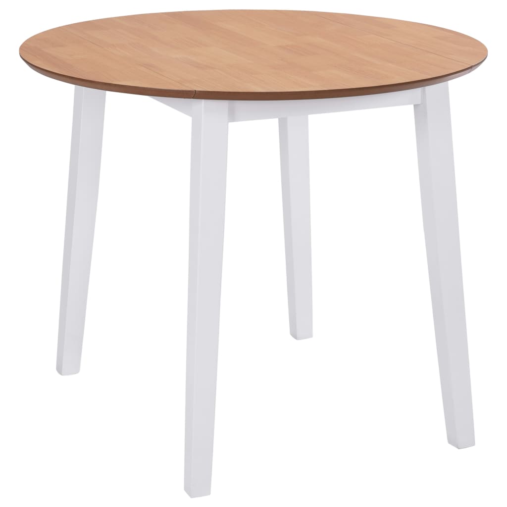 vidaXL Drop-leaf Dining Table Round MDF White 1