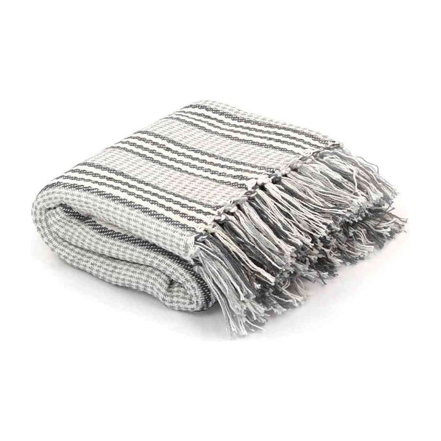 Throw Cotton Stripes Grey and White