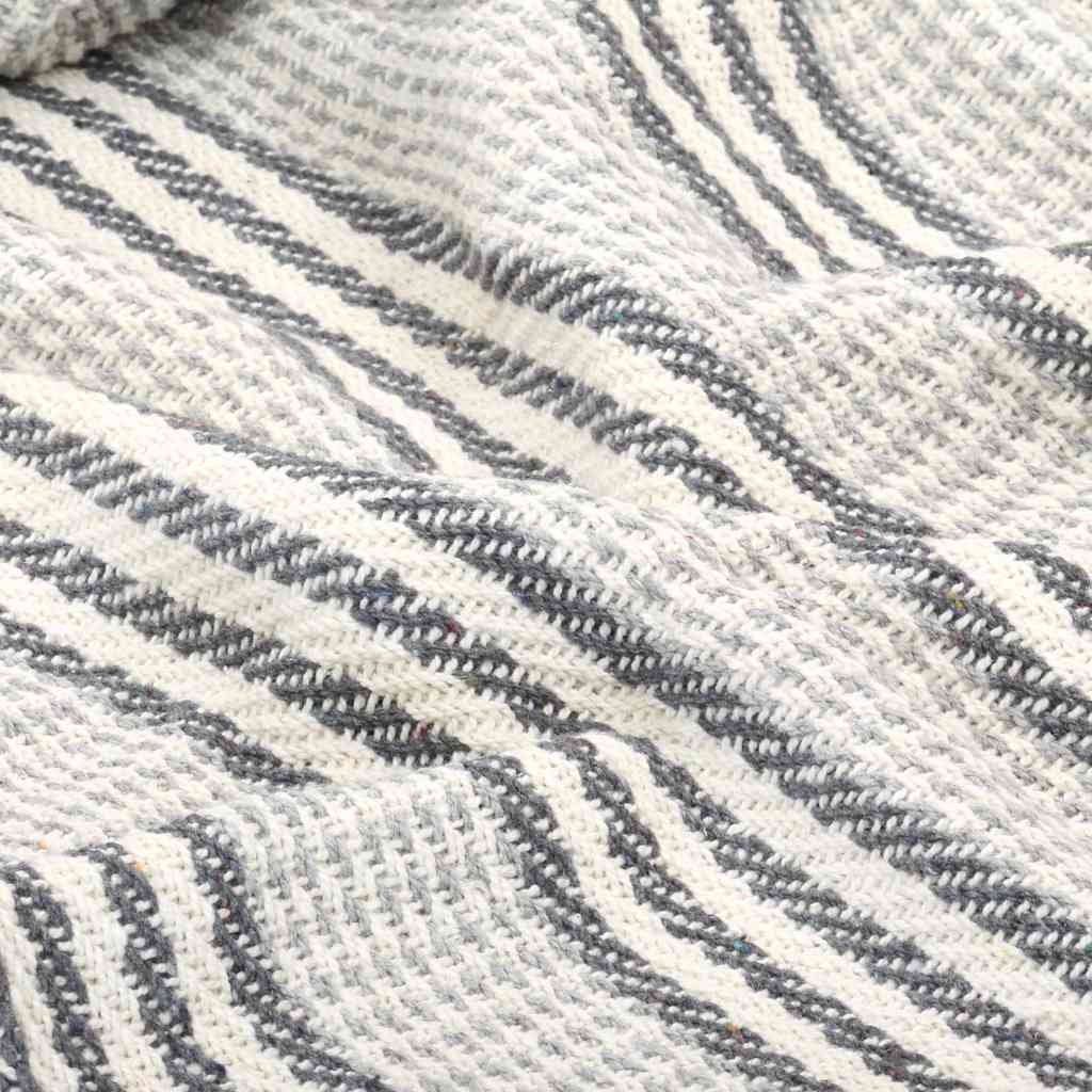 vidaXL Throw Cotton Stripes 220x250 cm Grey and White 5