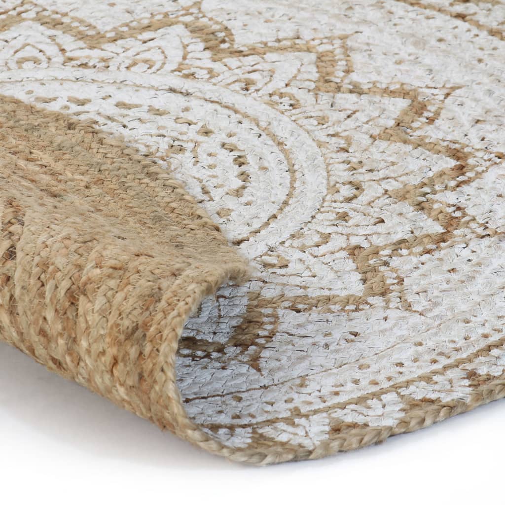 245341 vidaXL Area Rug Braided Jute Printed 150 cm Round 2