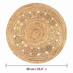vidaXL Area Rug Braided Design Jute 90 cm Round 5