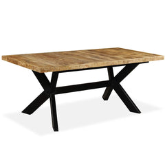 Dining Table Solid Mango Wood and Steel Cross 180 cm Height 76 cm Light brown