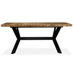 Dining Table Solid Mango Wood and Steel Cross 180 cm Height 76 cm Light brown
