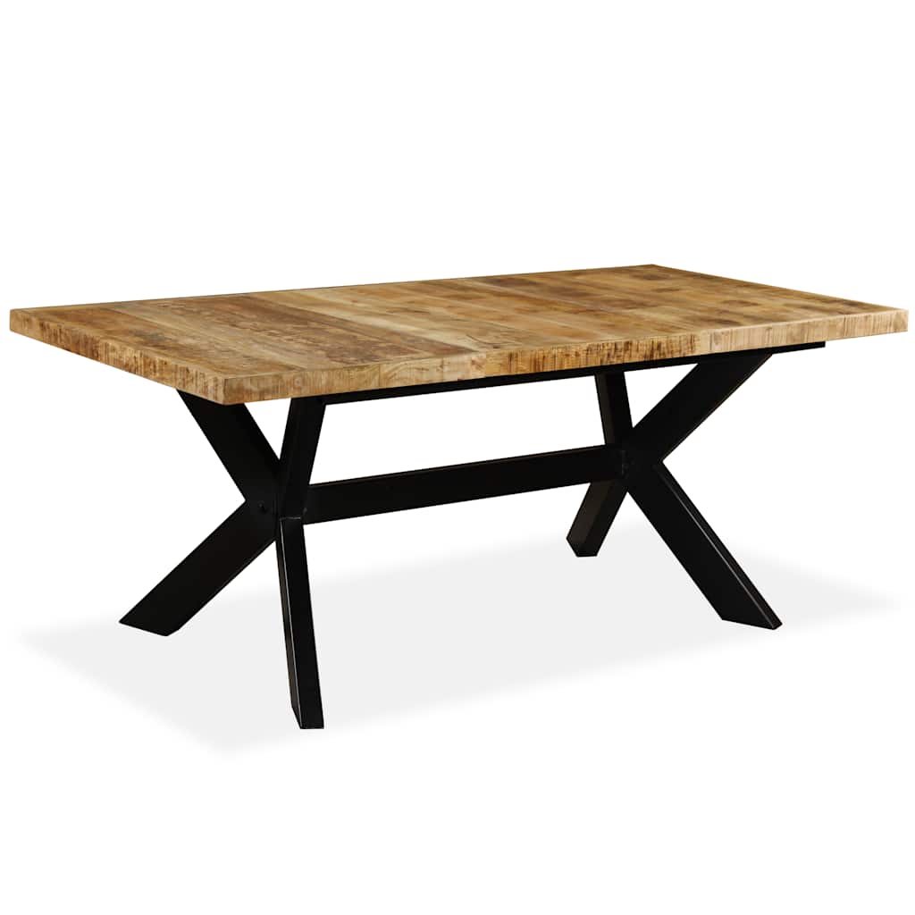 Dining Table Solid Mango Wood and Steel Cross 180 cm Height 76 cm Light brown