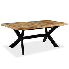 Dining Table Solid Mango Wood and Steel Cross 180 cm Height 76 cm Light brown