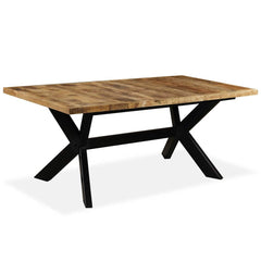 Dining Table Solid Mango Wood and Steel Cross 180 cm Height 76 cm Light brown