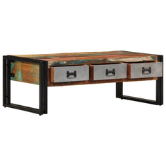 244941 vidaXL Coffee Table with 3 Drawers Solid Reclaimed Wood 100x50x35 cm 2