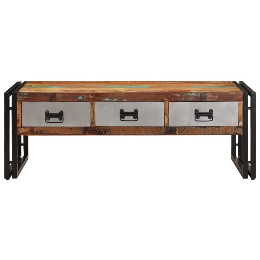 244941 vidaXL Coffee Table with 3 Drawers Solid Reclaimed Wood 100x50x35 cm 3