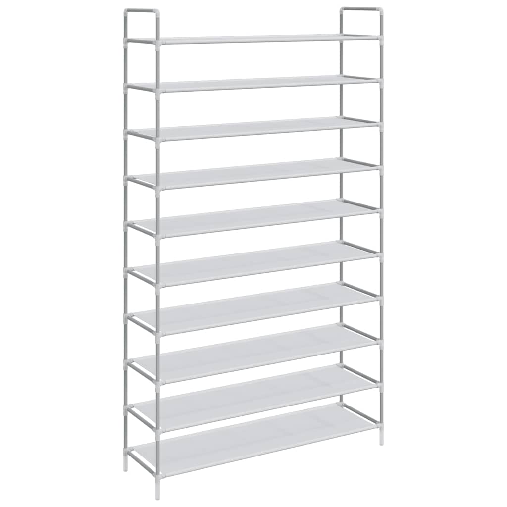 245631 vidaXL Shoe Rack with 10 Shelves Metal and Non-woven Fabric Silver 2