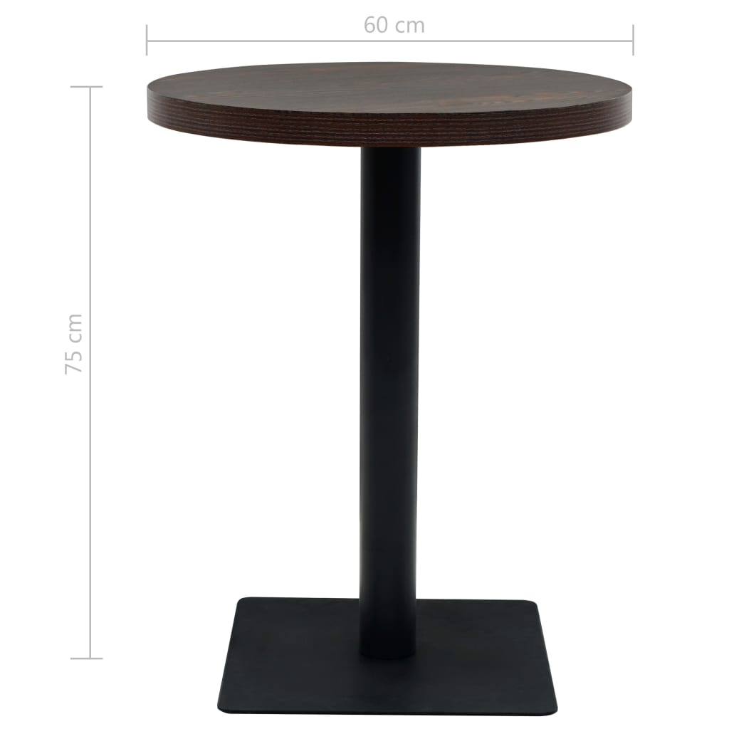 vidaXL Bistro Table MDF and Steel Round 60x75 cm Dark Ash 6