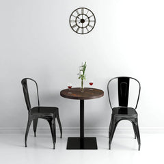 Bistro Table MDF and Steel Square Dark ash Ø 60 x 75 cm