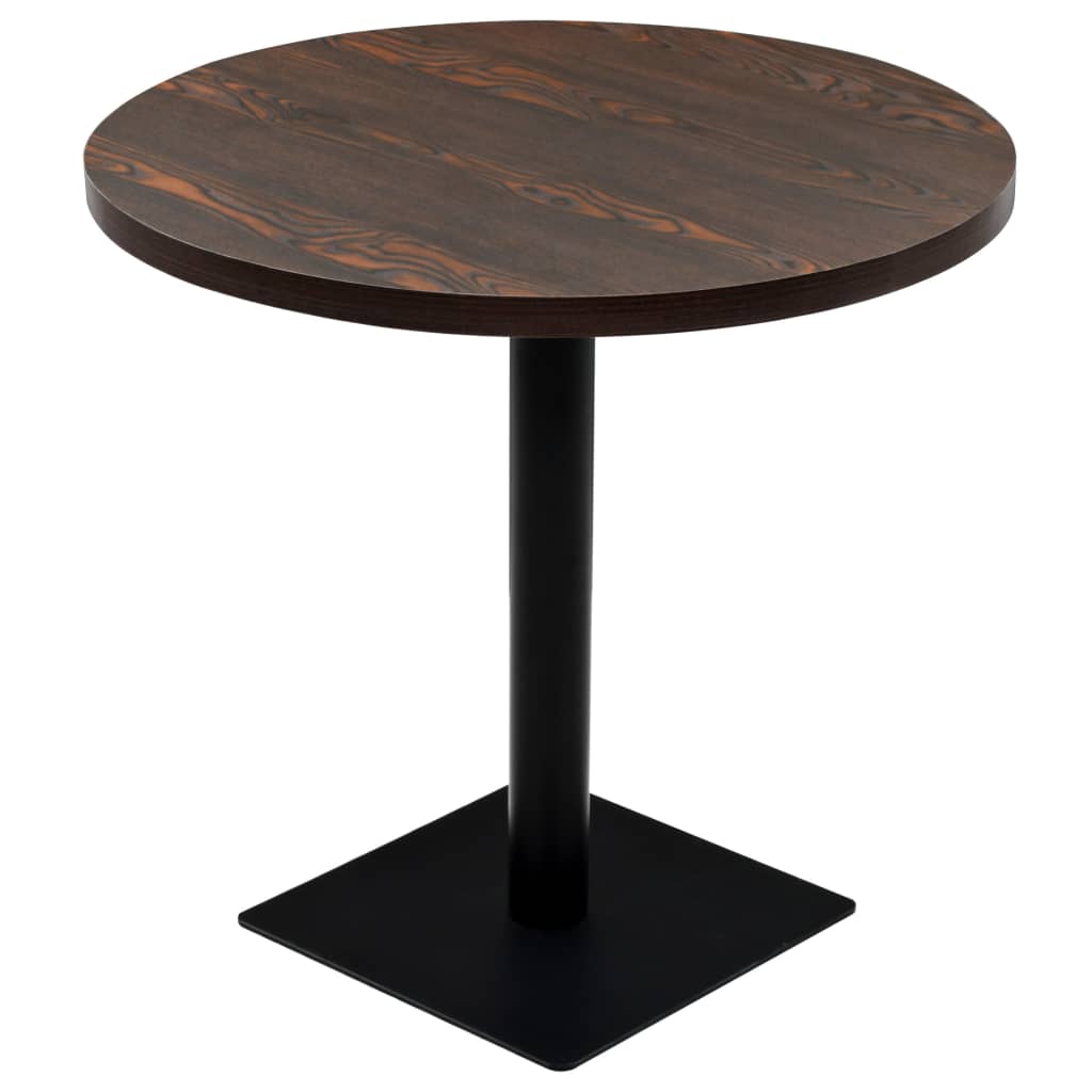 vidaXL Bistro Table MDF and Steel Round 80x75 cm Dark Ash 2