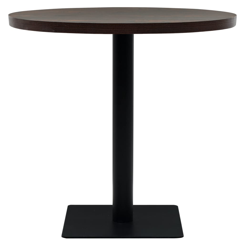 vidaXL Bistro Table MDF and Steel Round 80x75 cm Dark Ash 3