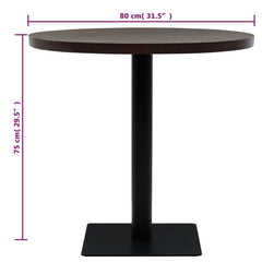 vidaXL Bistro Table MDF and Steel Round 80x75 cm Dark Ash 6