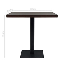 vidaXL Bistro Table MDF and Steel Square 80x80x75 cm Dark Ash 6