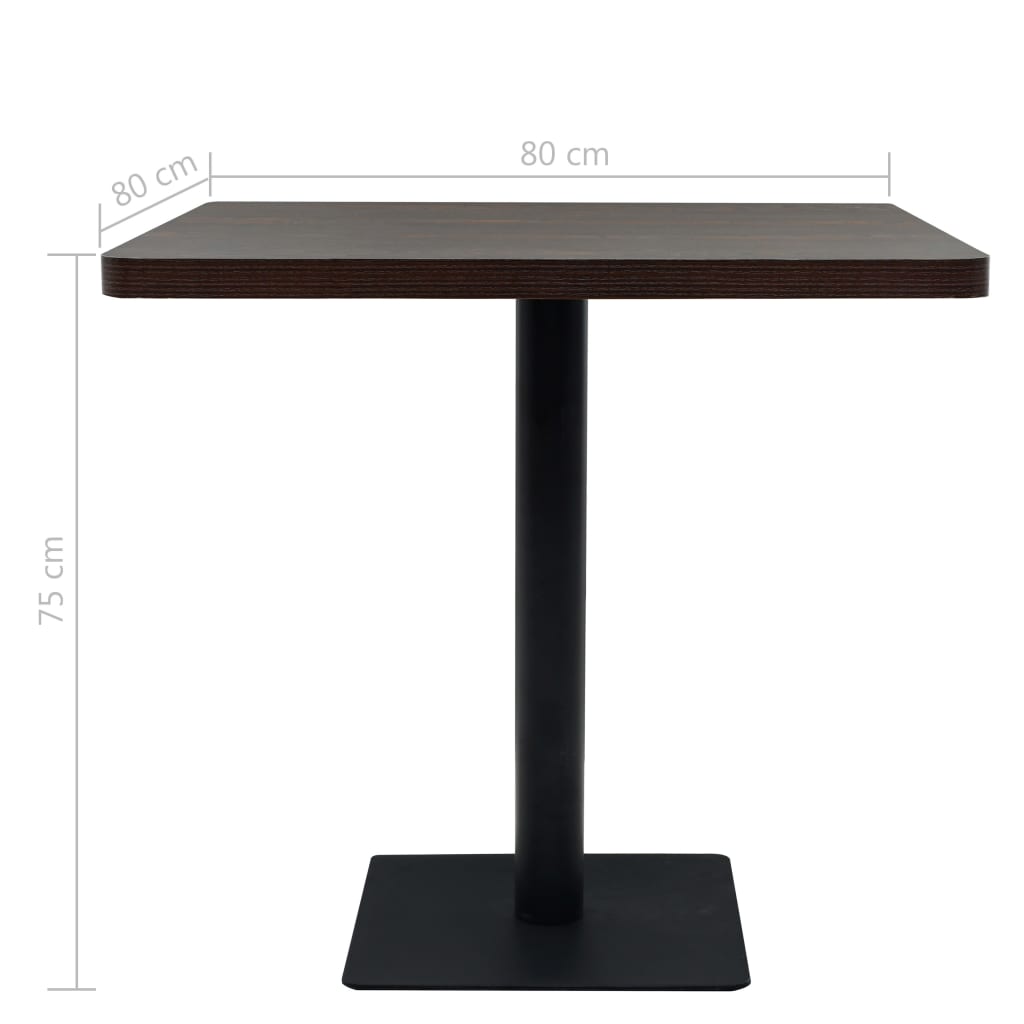 vidaXL Bistro Table MDF and Steel Square 80x80x75 cm Dark Ash 6