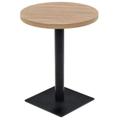 vidaXL Bistro Table MDF and Steel Round 60x75 cm Oak Colour 2