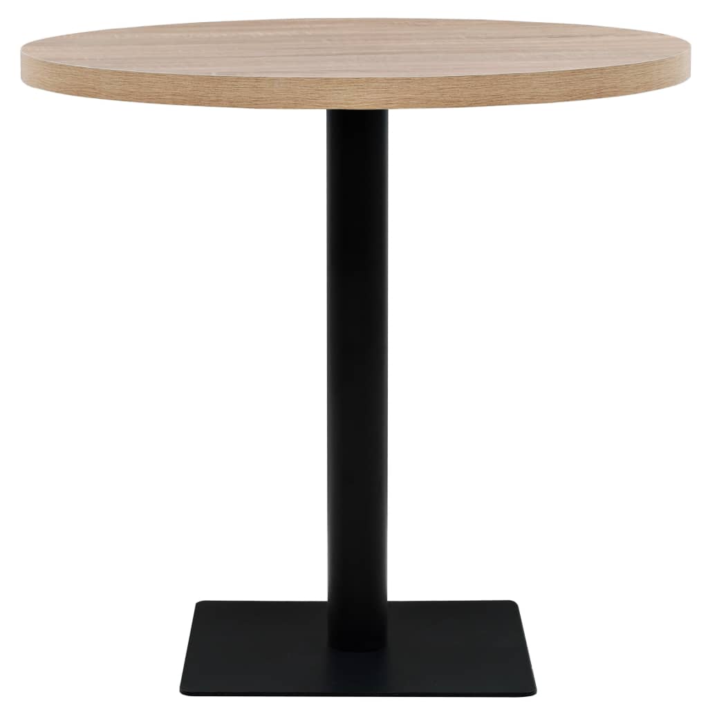 vidaXL Bistro Table MDF and Steel Round 80x75 cm Oak Colour 3