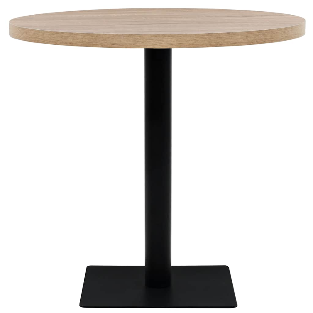 Bistro Table MDF and Steel Square Oak Ø 80 x 75 cm
