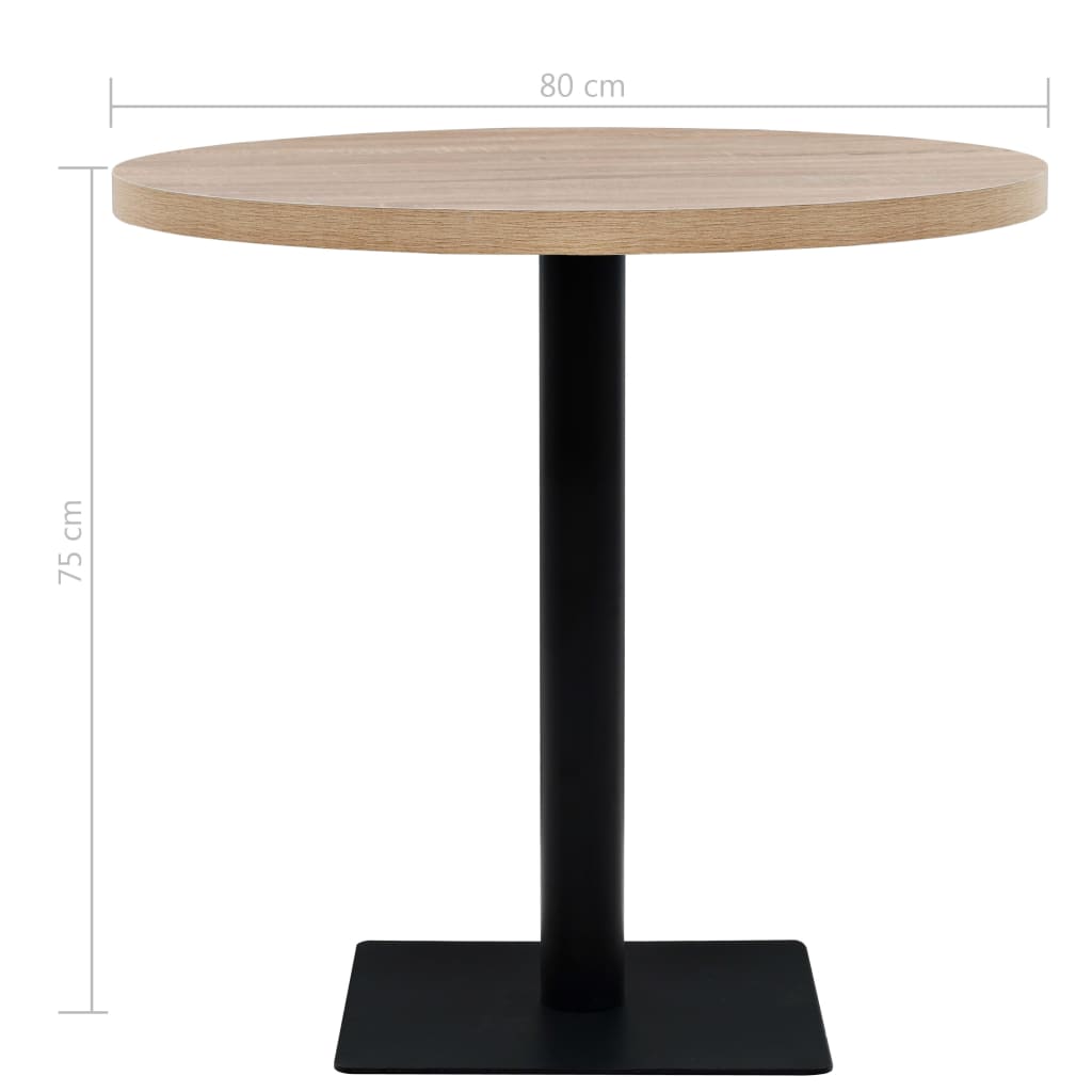 vidaXL Bistro Table MDF and Steel Round 80x75 cm Oak Colour 6
