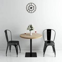 Bistro Table MDF and Steel Square Oak Ø 80 x 75 cm