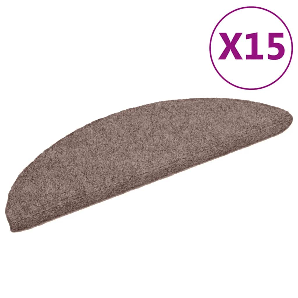vidaXL Stair Mats Self-adhesive 15 pcs 56x17x3 cm Light Brown Half Round 2