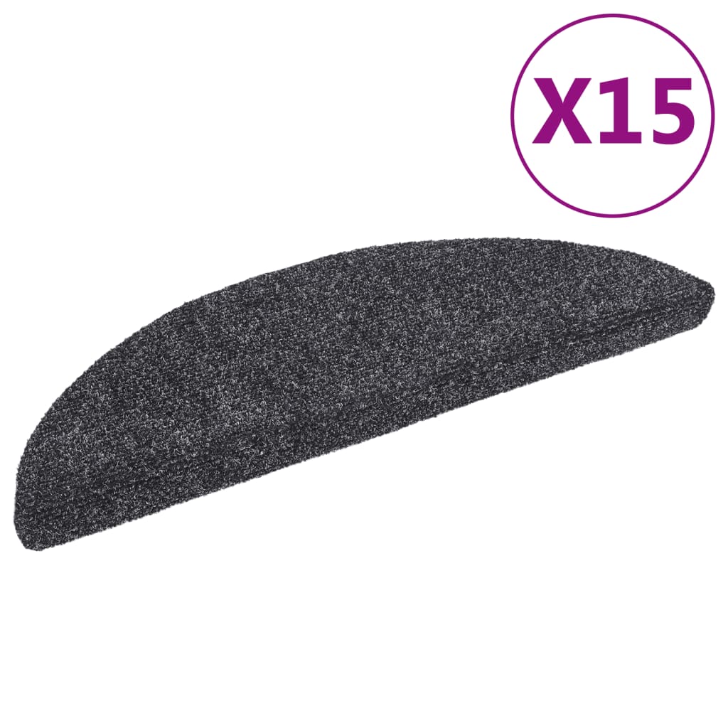 vidaXL Stair Mat | Set of 15 | Dark Grey | Polypropylene | Standard | Stair Mat 2
