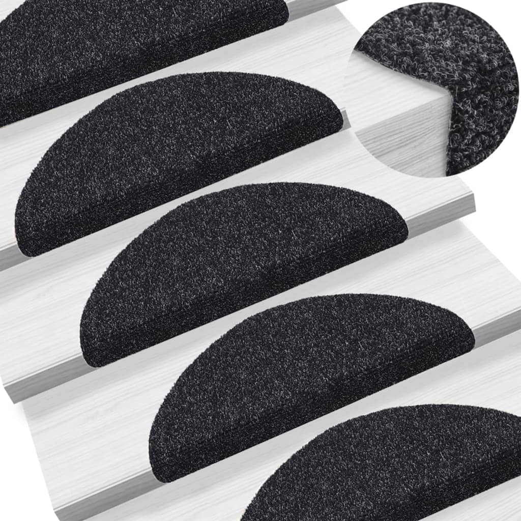 vidaXL Stair Mat | Set of 15 | Black | Polypropylene | 15 pieces | Non-slip 1