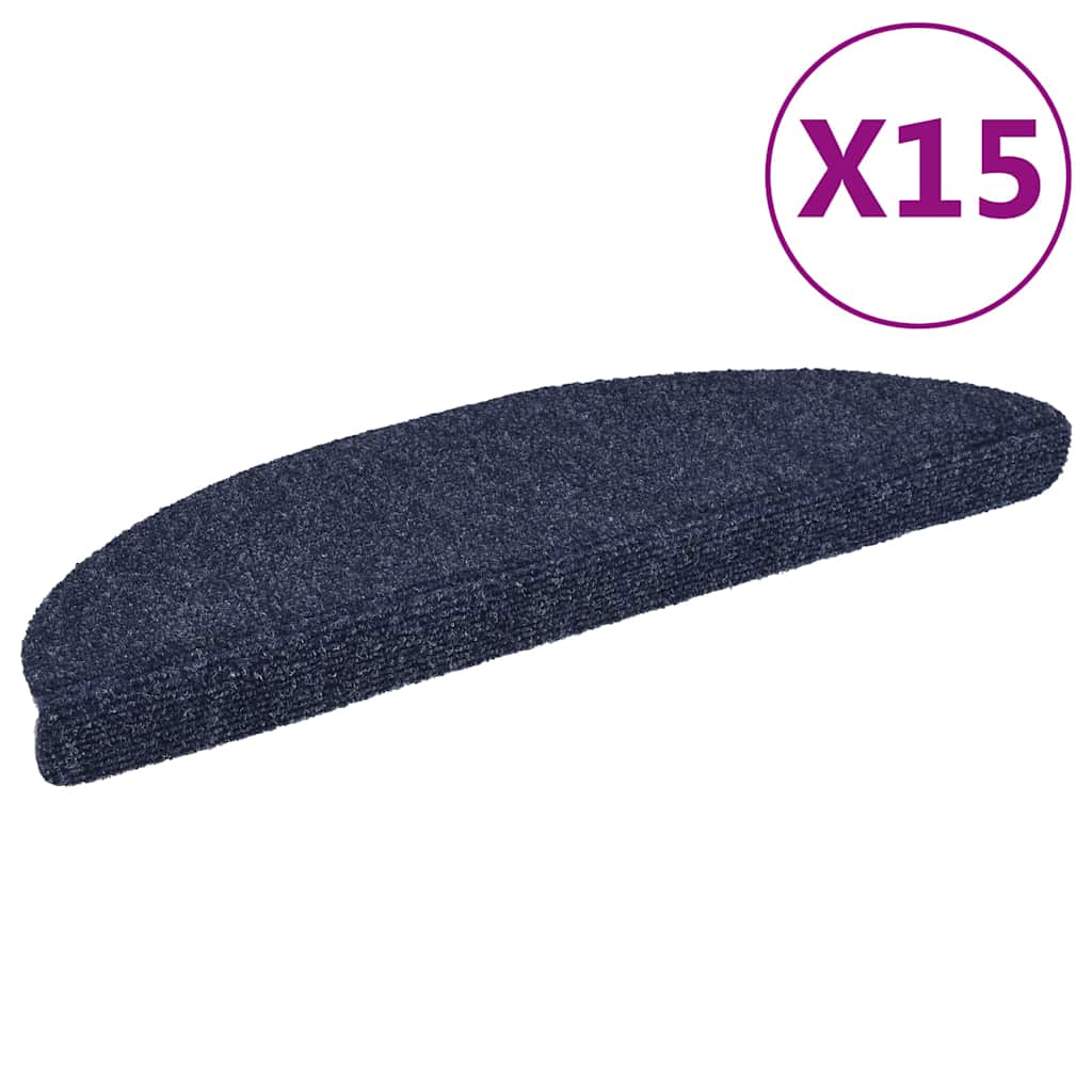vidaXL Stair Mat | Set of 15 | Blue | Polypropylene | 15 x 56 x 17 x 3 cm 1