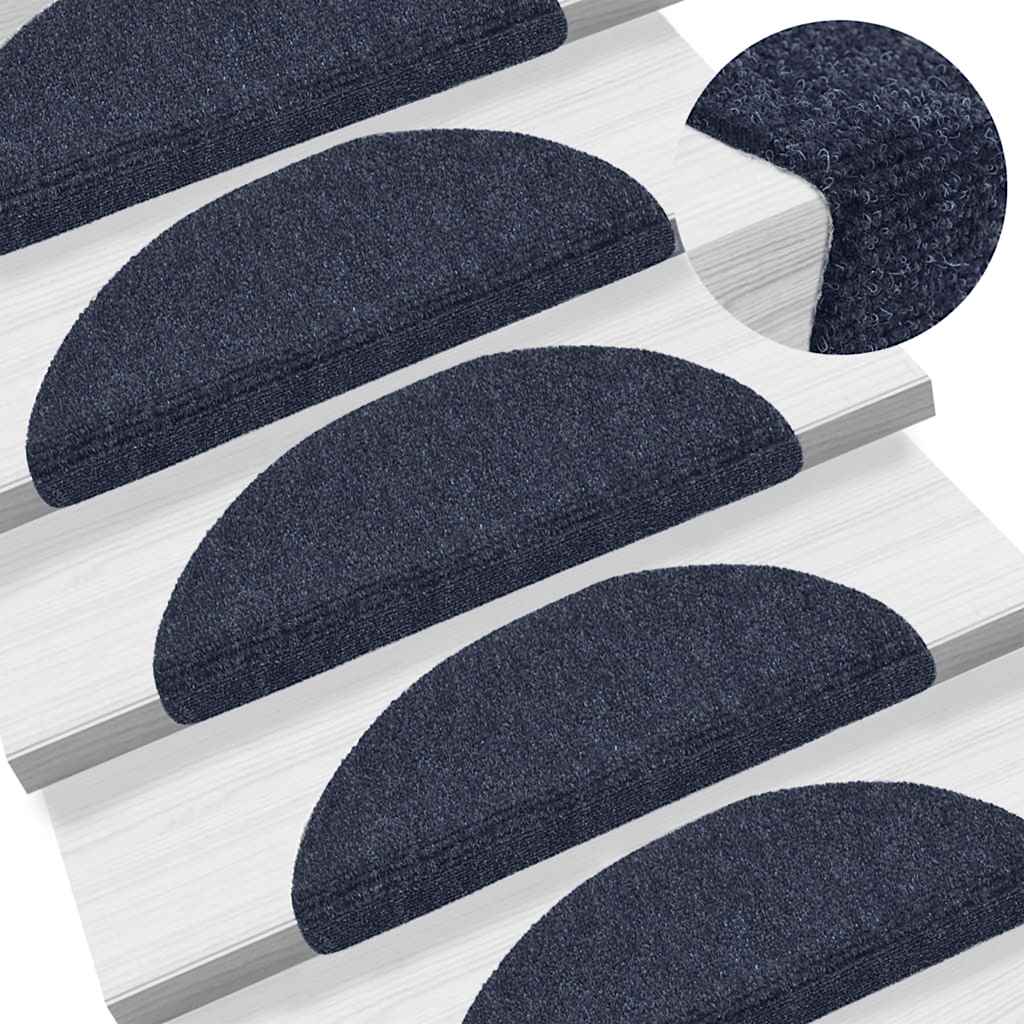 vidaXL Stair Mat | Set of 15 | Blue | Polypropylene | 15 x 56 x 17 x 3 cm 5