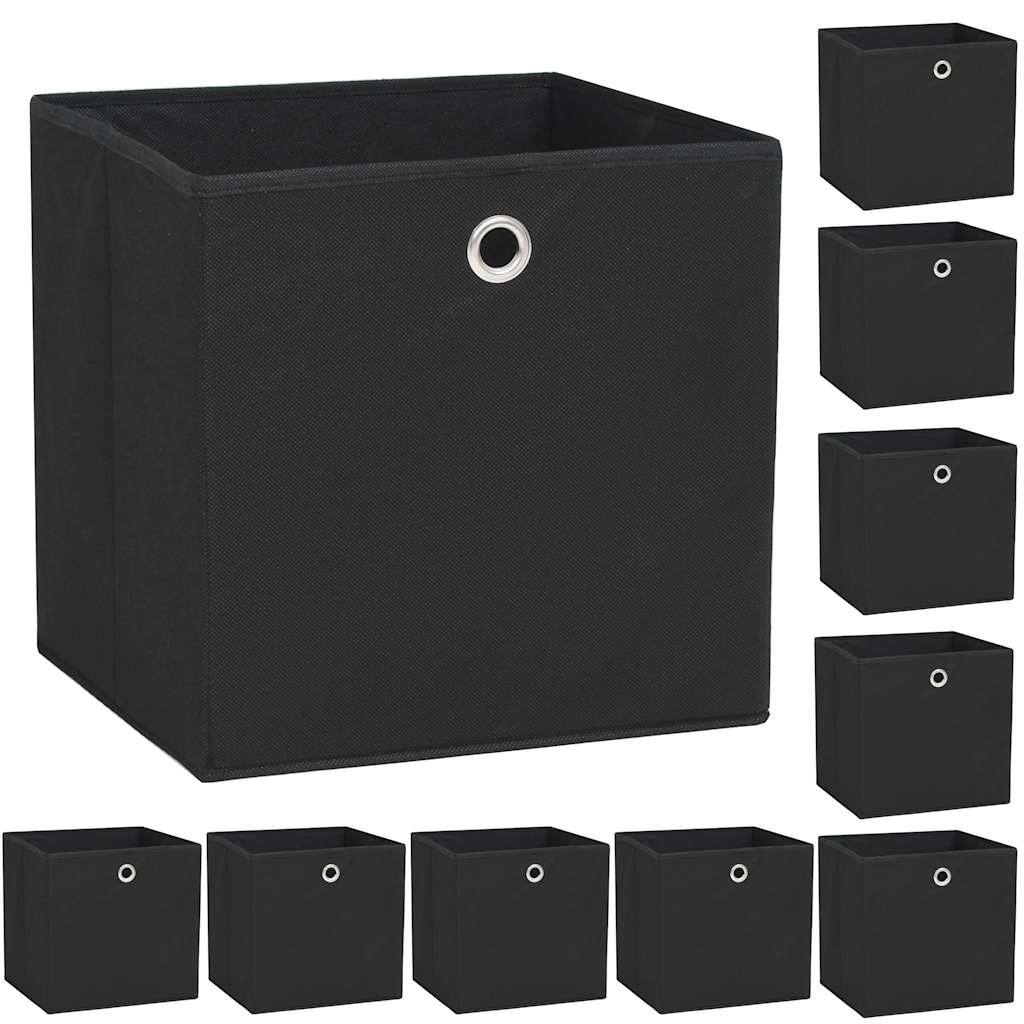 vidaXL Storage Boxes 10 pcs Non-woven Fabric 32x32x32 cm Black 1