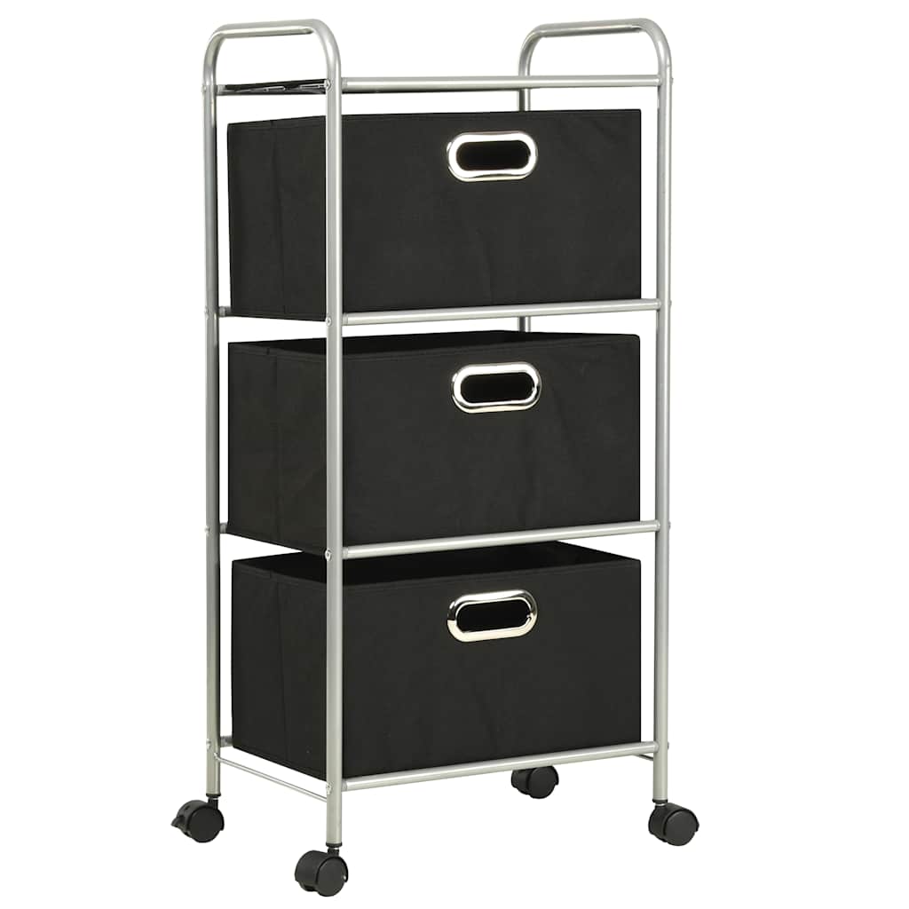 vidaXL Shelving Unit with 3 Storage Boxes Steel and Non-woven Fabric 2