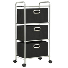 vidaXL Shelving Unit with 3 Storage Boxes Steel and Non-woven Fabric 2