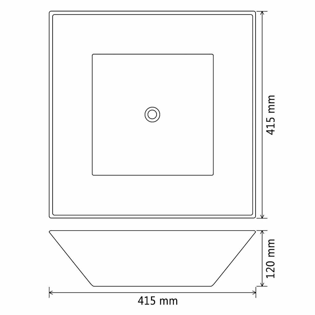 Basin Square Ceramic 41,5x41,5x12 cm Black