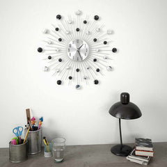 vidaXL Wall Clock | Silver and black | Aluminium frame with acrylic beads 2